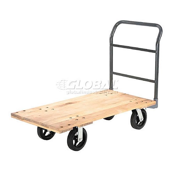 Global Industrial Platform Truck w/Hardwood Deck, 48 x 24, 2400 Lb. Capacity, 8 Rubber Casters 952501